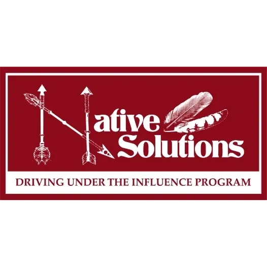 A red and white logo for native solutions.
